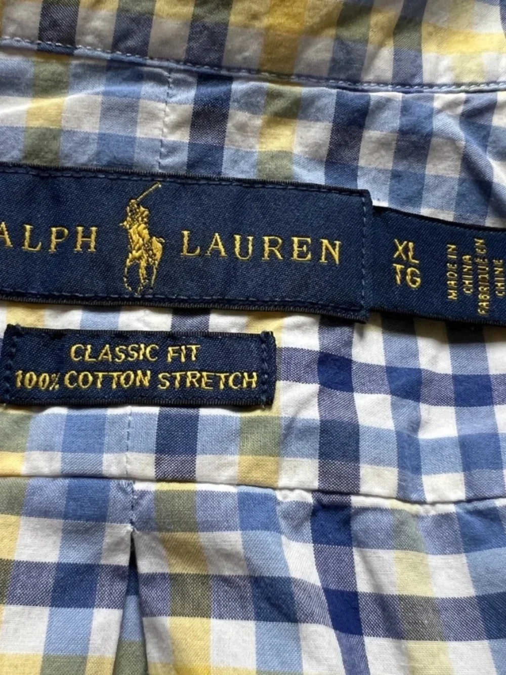 Polo Ralph Lauren Check Print Linen Button Down Shirt Sport Shirt Mens Size XL